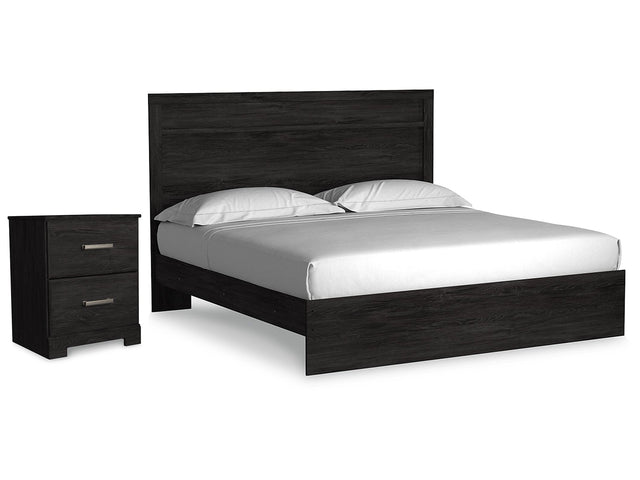 Belachime Charcoal King Panel Bed & Nightstand (Online Special Price) - Ornate Home