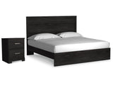 Belachime Charcoal King Panel Bed & Nightstand - Ornate Home