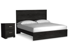 Belachime Charcoal King Panel Bed & Nightstand - Ornate Home