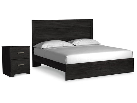 Belachime Charcoal King Panel Bed & Nightstand - Ornate Home