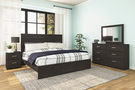 Belachime Charcoal King Panel Bed & Nightstand - Ornate Home
