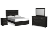 Belachime Charcoal Queen Panel Bed, Dresser, Mirror, and Nightstand (Online Special Price) - Ornate Home