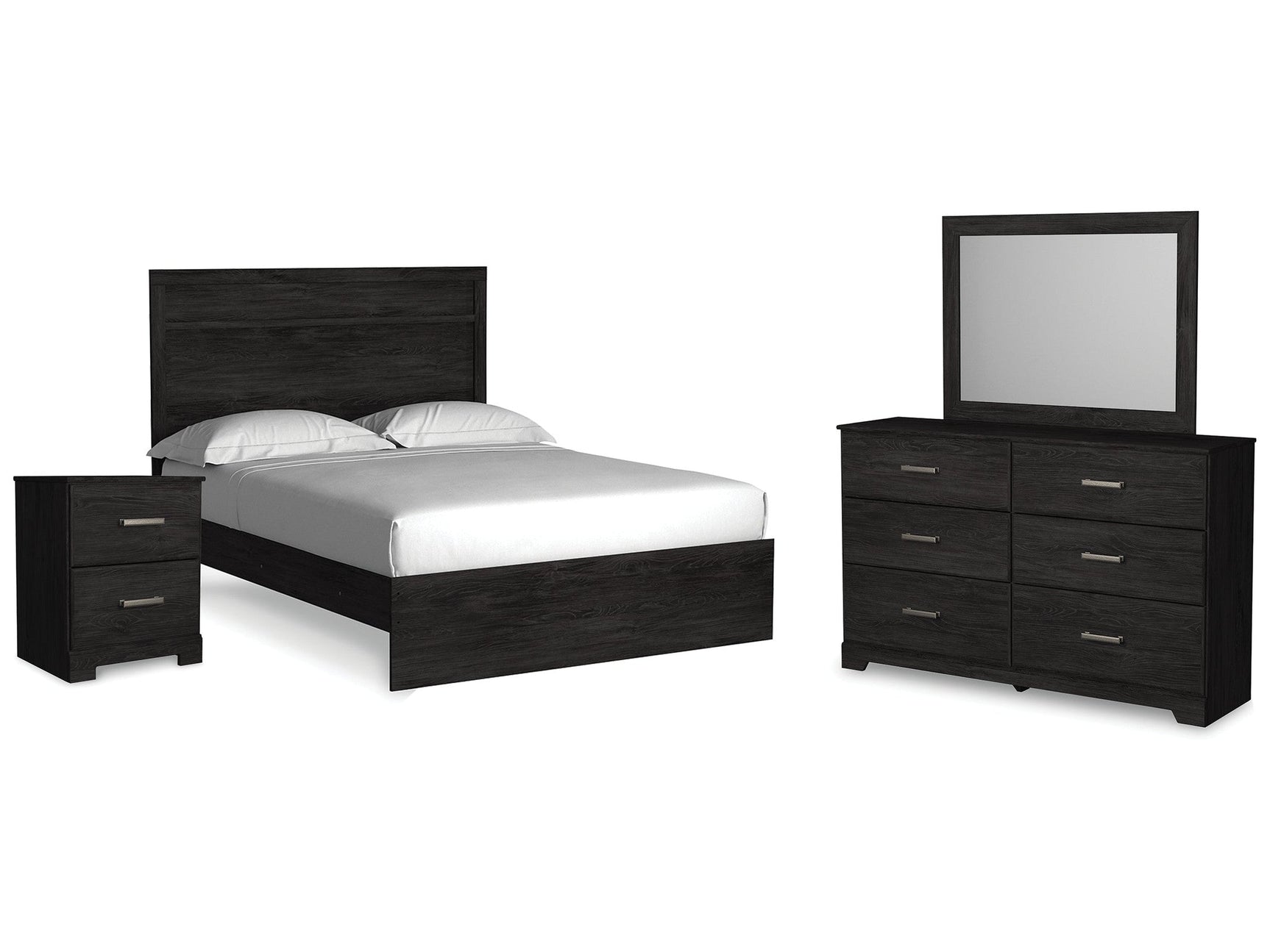 Belachime Charcoal Queen Panel Bed, Dresser, Mirror, and Nightstand (Online Special Price) - Ornate Home