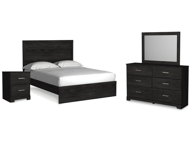 Belachime Charcoal Queen Panel Bed, Dresser, Mirror, and Nightstand (Online Special Price) - Ornate Home