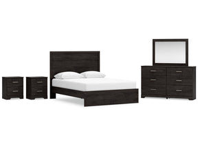 Belachime Charcoal Queen Panel Bedroom Set with Dresser, Mirror and 2 Nightstands (Online Special Price) - Ornate Home