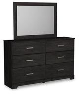 Belachime Charcoal Queen Panel Bedroom Set with Dresser, Mirror and 2 Nightstands - Ornate Home