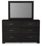 Belachime Charcoal Queen Panel Bedroom Set with Dresser, Mirror and 2 Nightstands - Ornate Home