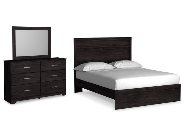 Belachime Charcoal Queen Panel Bedroom Set with Dresser and Mirror - Ornate Home