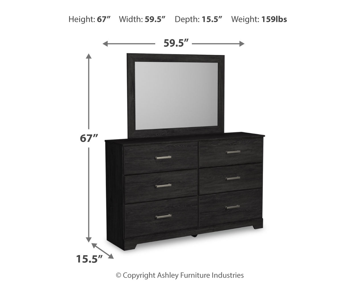 Belachime Charcoal Twin Panel Bedroom Set with Dresser and Mirror (Online Special Price) - Ornate Home