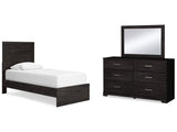 Belachime Charcoal Twin Panel Bedroom Set with Dresser and Mirror - Ornate Home
