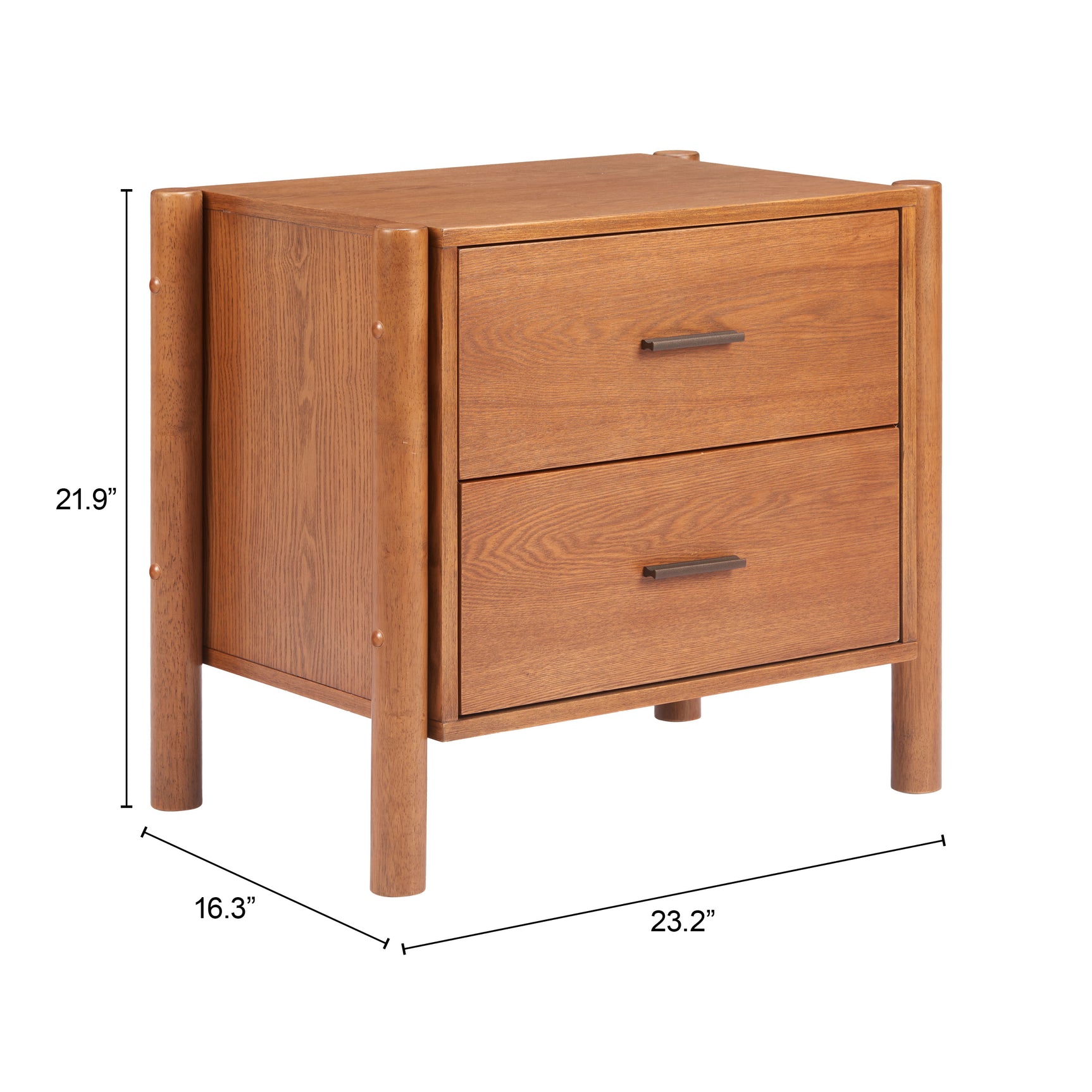 Beleza Walnut Nightstand - Ornate Home