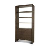 Belford Dark Brown 2-Door Open Oak Wood Shelving Unit - Ornate Home