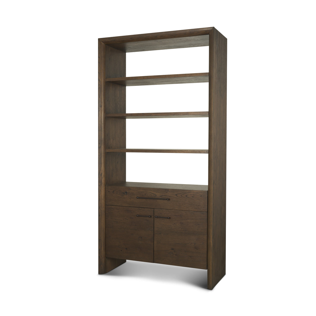 Belford Dark Brown 2-Door Open Oak Wood Shelving Unit - Ornate Home