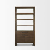Belford Dark Brown 2-Door Open Oak Wood Shelving Unit - Ornate Home