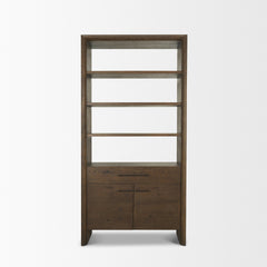 Belford Dark Brown 2-Door Open Oak Wood Shelving Unit - Ornate Home