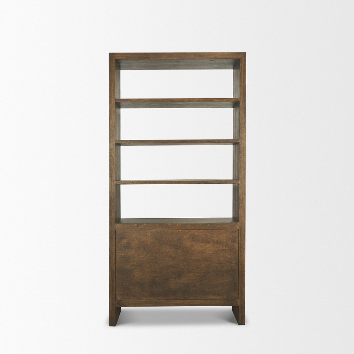 Belford Dark Brown 2-Door Open Oak Wood Shelving Unit - Ornate Home