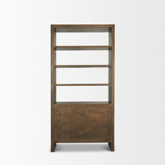 Belford Dark Brown 2-Door Open Oak Wood Shelving Unit - Ornate Home