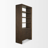 Belford Dark Brown 2-Door Open Oak Wood Shelving Unit - Ornate Home