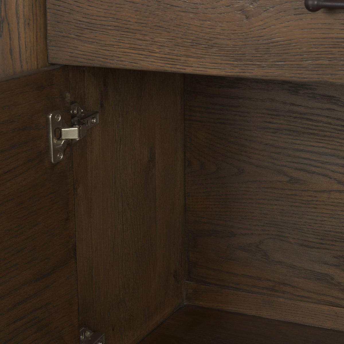 Belford Dark Brown 2-Door Open Oak Wood Shelving Unit - Ornate Home