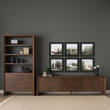Belford Dark Brown 2-Door Open Oak Wood Shelving Unit - Ornate Home