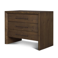 Belford Dark Brown 3-Drawer Oak Wood Closed Nightstand - Ornate Home