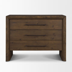 Belford Dark Brown 3-Drawer Oak Wood Closed Nightstand - Ornate Home