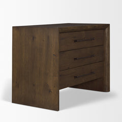 Belford Dark Brown 3-Drawer Oak Wood Closed Nightstand - Ornate Home
