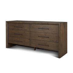 Belford Dark Brown 6-Drawer Oak Wood Dresser - Ornate Home