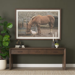 Belford Dark Brown 72" Oak Wood Console Table - Ornate Home