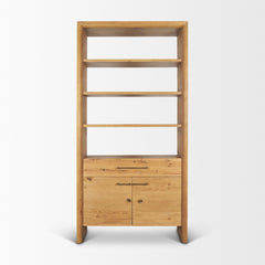 Belford Light Brown 2-Door Open Oak Wood Shelving Unit - Ornate Home