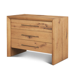 Belford Light Brown 3-Drawer Oak Wood Closed Nightstand - Ornate Home