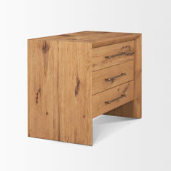Belford Light Brown 3-Drawer Oak Wood Closed Nightstand - Ornate Home