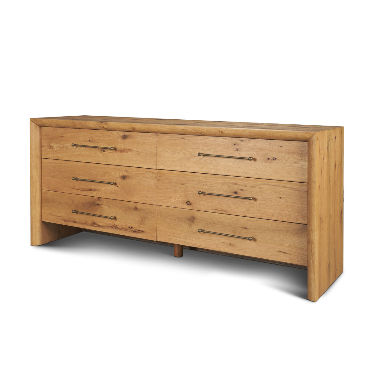Belford Light Brown 6-Drawer Oak Wood Dresser - Ornate Home