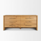 Belford Light Brown 6-Drawer Oak Wood Dresser - Ornate Home