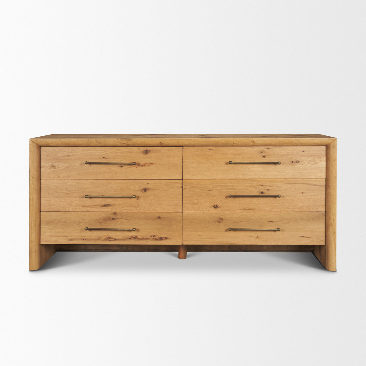 Belford Light Brown 6-Drawer Oak Wood Dresser - Ornate Home