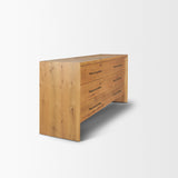 Belford Light Brown 6-Drawer Oak Wood Dresser - Ornate Home