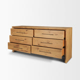 Belford Light Brown 6-Drawer Oak Wood Dresser - Ornate Home