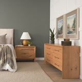 Belford Light Brown 6-Drawer Oak Wood Dresser - Ornate Home