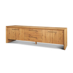 Belford Light Brown 94" Oak Wood Media Console - Ornate Home