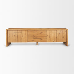 Belford Light Brown 94" Oak Wood Media Console - Ornate Home