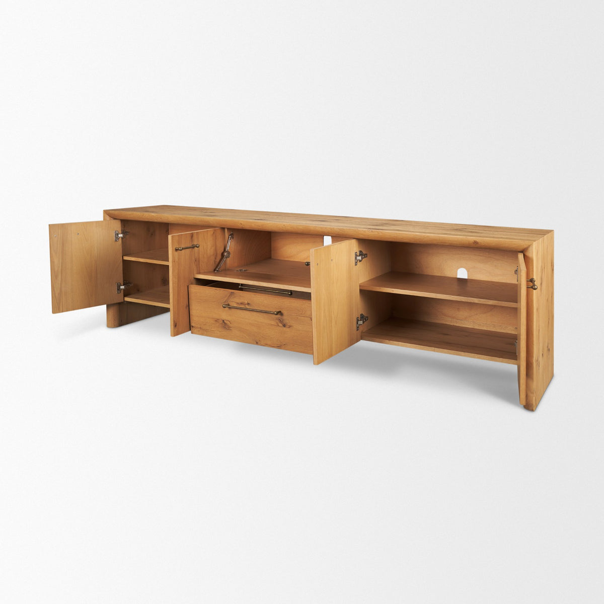 Belford Light Brown 94" Oak Wood Media Console - Ornate Home