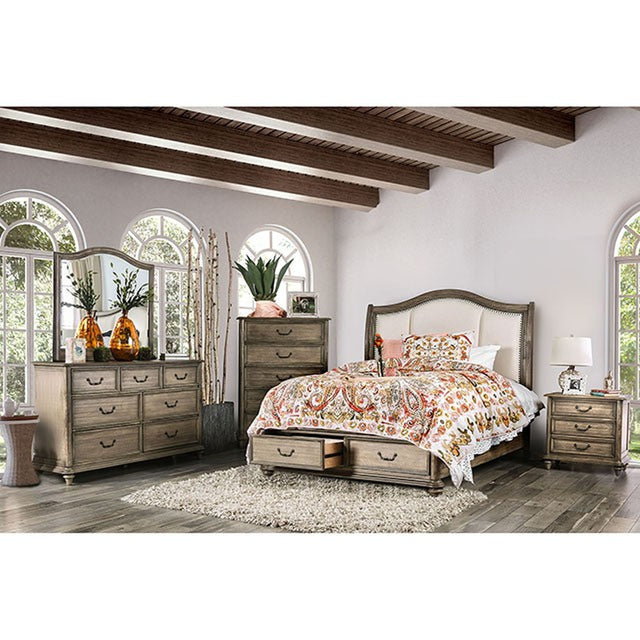 Belgrade Rustic Natural Tone/Ivory 5 Pc Queen Bedroom Set - Ornate Home