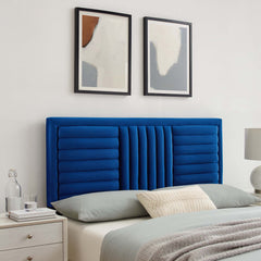 Believe Navy Channel Tufted Performance Velvet Full/Queen Headboard - Ornate Home