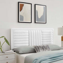 Believe White Channel Tufted Performance Velvet Full/Queen Headboard - Ornate Home