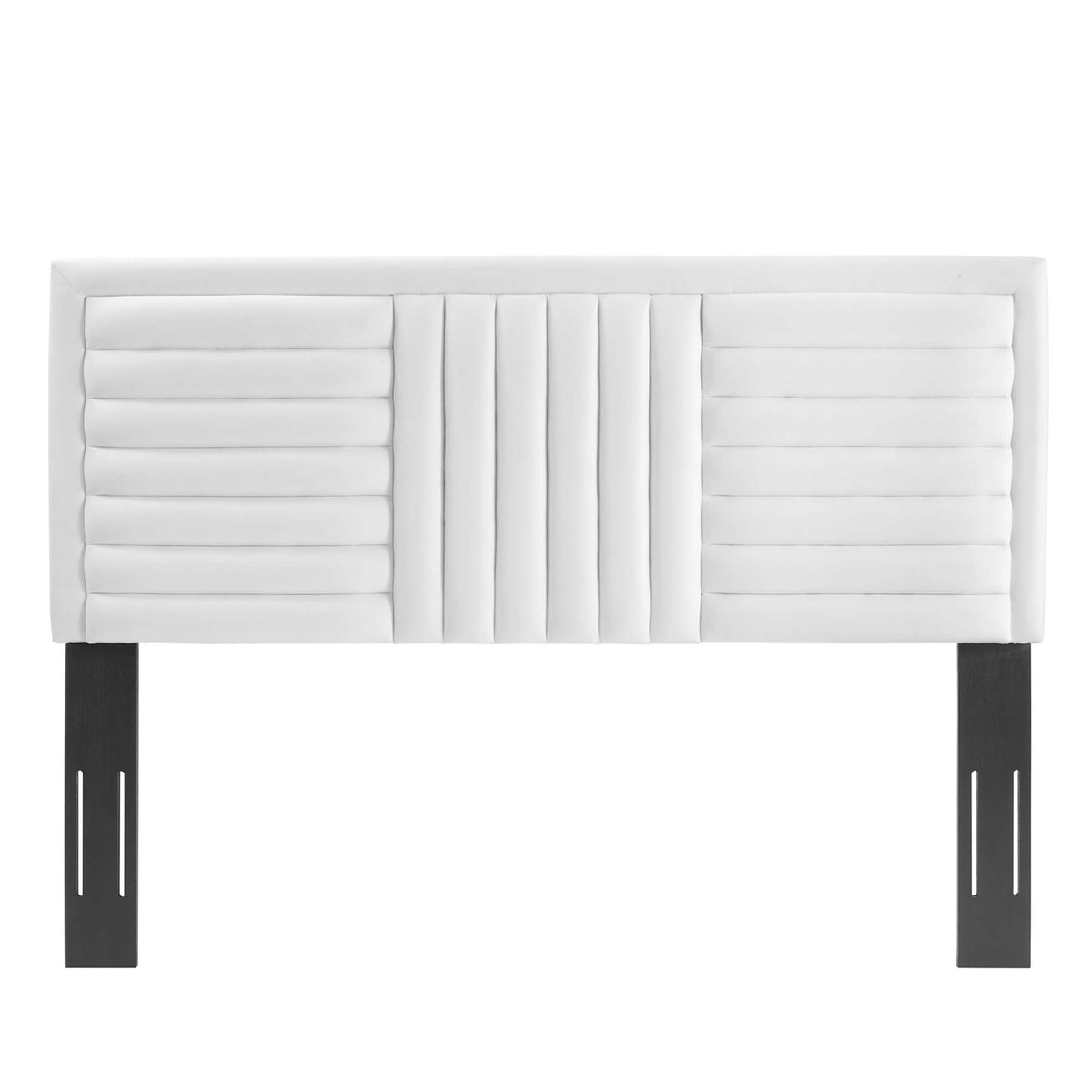 Believe White Channel Tufted Performance Velvet Full/Queen Headboard - Ornate Home