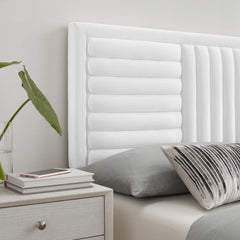 Believe White Channel Tufted Performance Velvet Full/Queen Headboard - Ornate Home