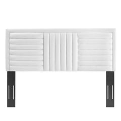 Believe White Channel Tufted Performance Velvet King/California King Headboard - Ornate Home