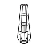 Bella Black Large Metal Cylindrical Cage Candle Holder Lantern - Ornate Home