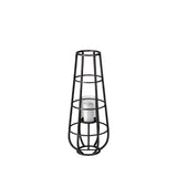 Bella Black Small Metal Cylindrical Cage Candle Holder Lantern - Ornate Home
