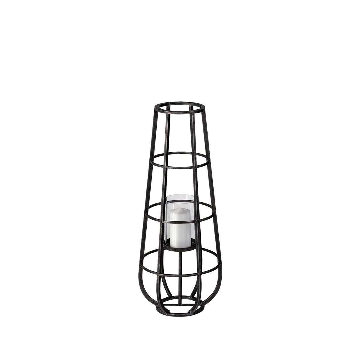 Bella Black Small Metal Cylindrical Cage Candle Holder Lantern - Ornate Home